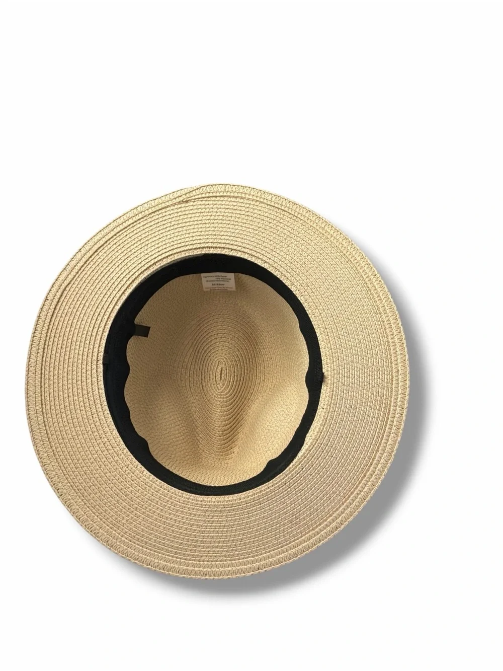 Unbranded Cream Straw Vegan Leather Banded Adjustable Fedora Hat 56-58CM